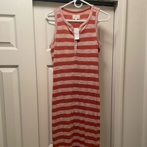 LOFT Red and White Striped Dress